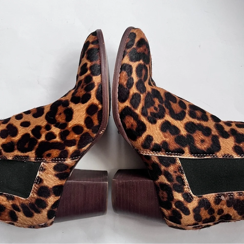 Madewell Regan Leopard Print Calf Hair Chelsea Ankle Boots Size 6